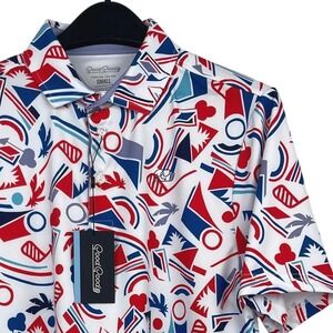 New Good Good Proud and True Golf Polo Mens S Performance Stretch Red White Blue